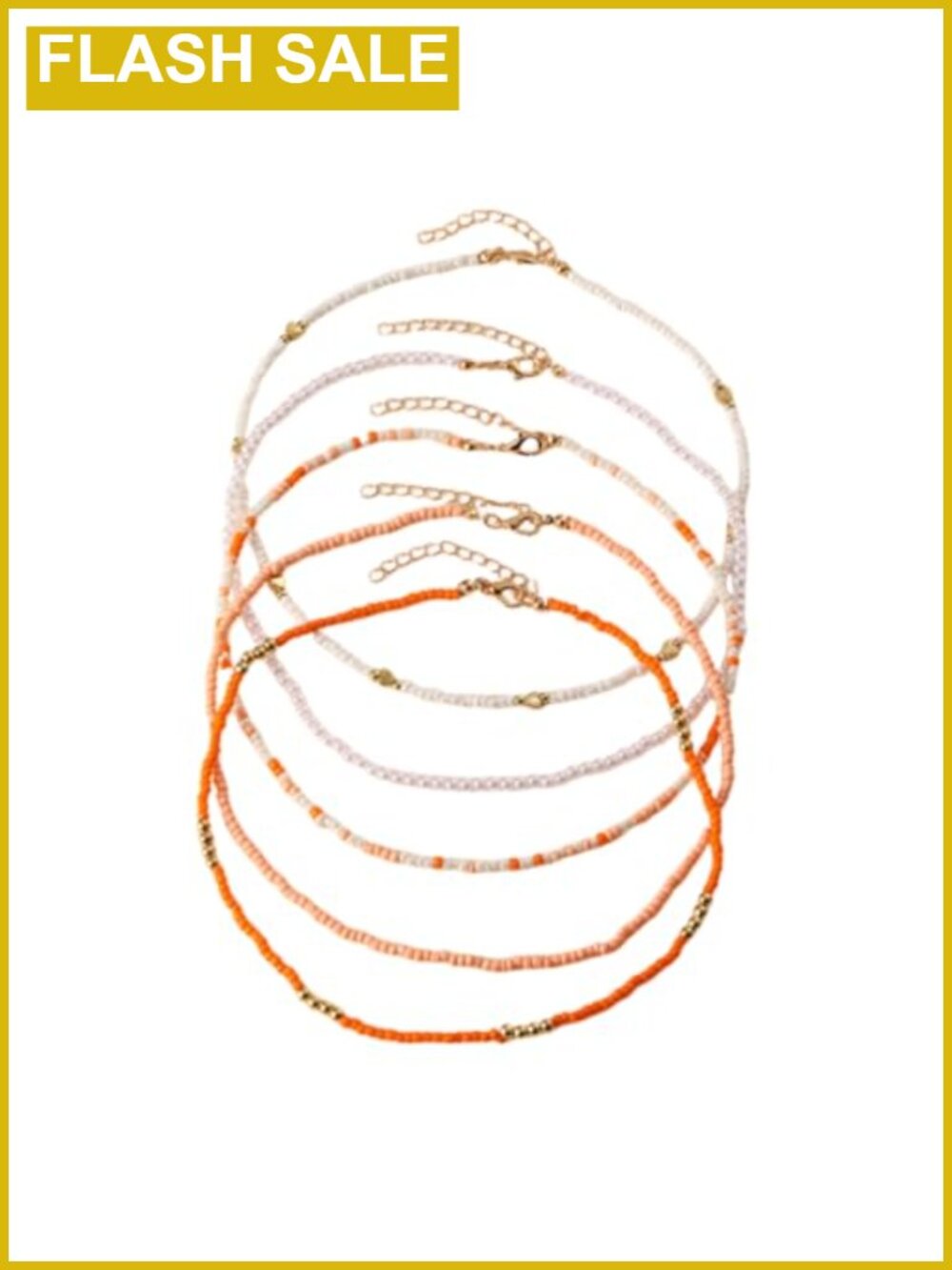 5pc Boho Seed Bead Stackable Necklaces Resin Adjustable Layering Chokers